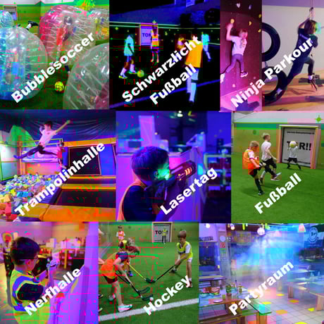 Kindergeburtstag feiern - Trampolinhalle, Bubblesoccer, Nerf, Lasertag, Schwarzlicht Fußball – Bild 1