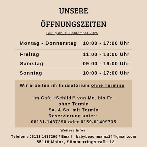 Eltern-Kind-Café "Schildi", BabyBeach Mainz Salzspielplatz/ Kinderinhalatorium, Salzgrote, Raumvermietung Kindergeburtstag – Bild 1